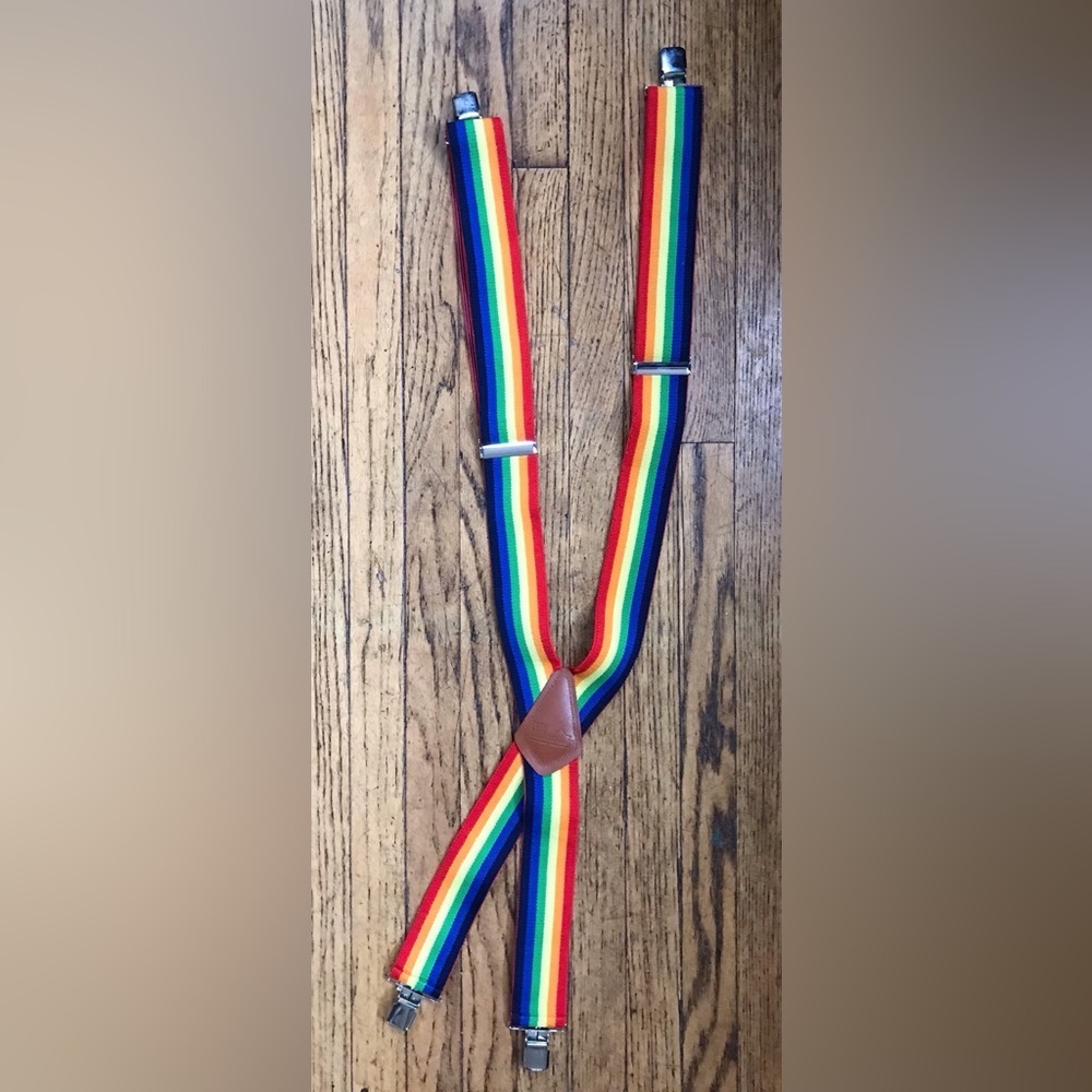 Rainbow Suspenders Mork And Mindy LGBTQ Pride Retro Groovy Playful Fun Colorful
